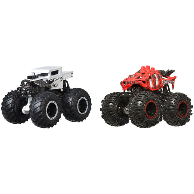 Hot Wheels Monster Trucks Twin Pack 1:64 Bone Shaker And Skelesaurus