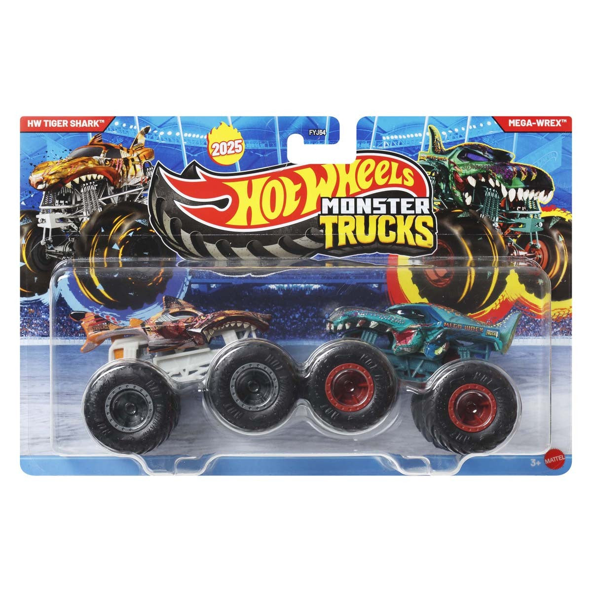 Hot Wheels Monster Trucks Twin Pack Tiger Shark vs Mega Wrex