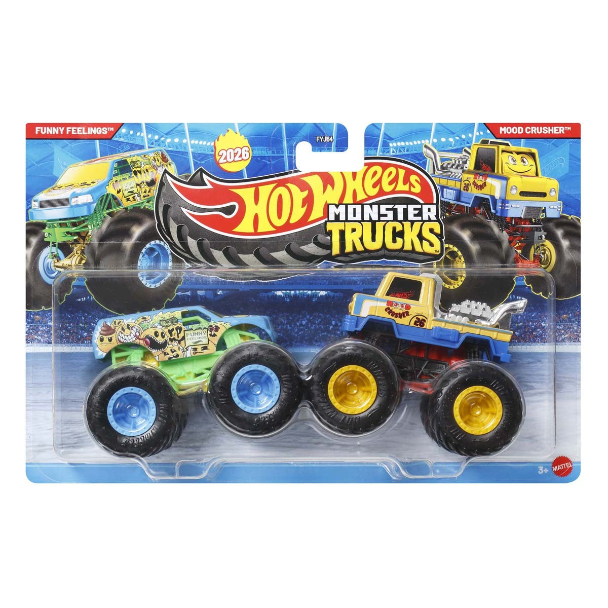 Hot Wheels Monster Trucks 1:64 Twin Pack Funny Feelings vs Mood Crusher