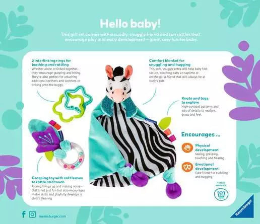 Play My First Snuggle Friend Zebra Cuddle Rattle And Play Infant Toy Playset