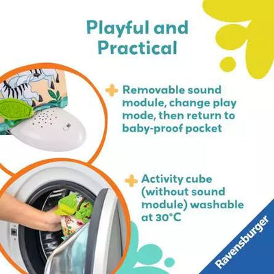 Play Roll And Play Sound Cube Infant Soft Toy Wild Animals