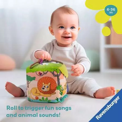 Play Roll And Play Sound Cube Infant Soft Toy Wild Animals