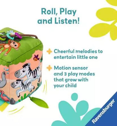 Play Roll And Play Sound Cube Infant Soft Toy Wild Animals