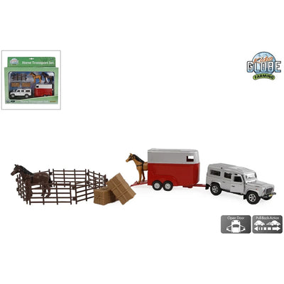 Kids Glode Horse Transport Set With Land Rover Trailer And Horses 1:32