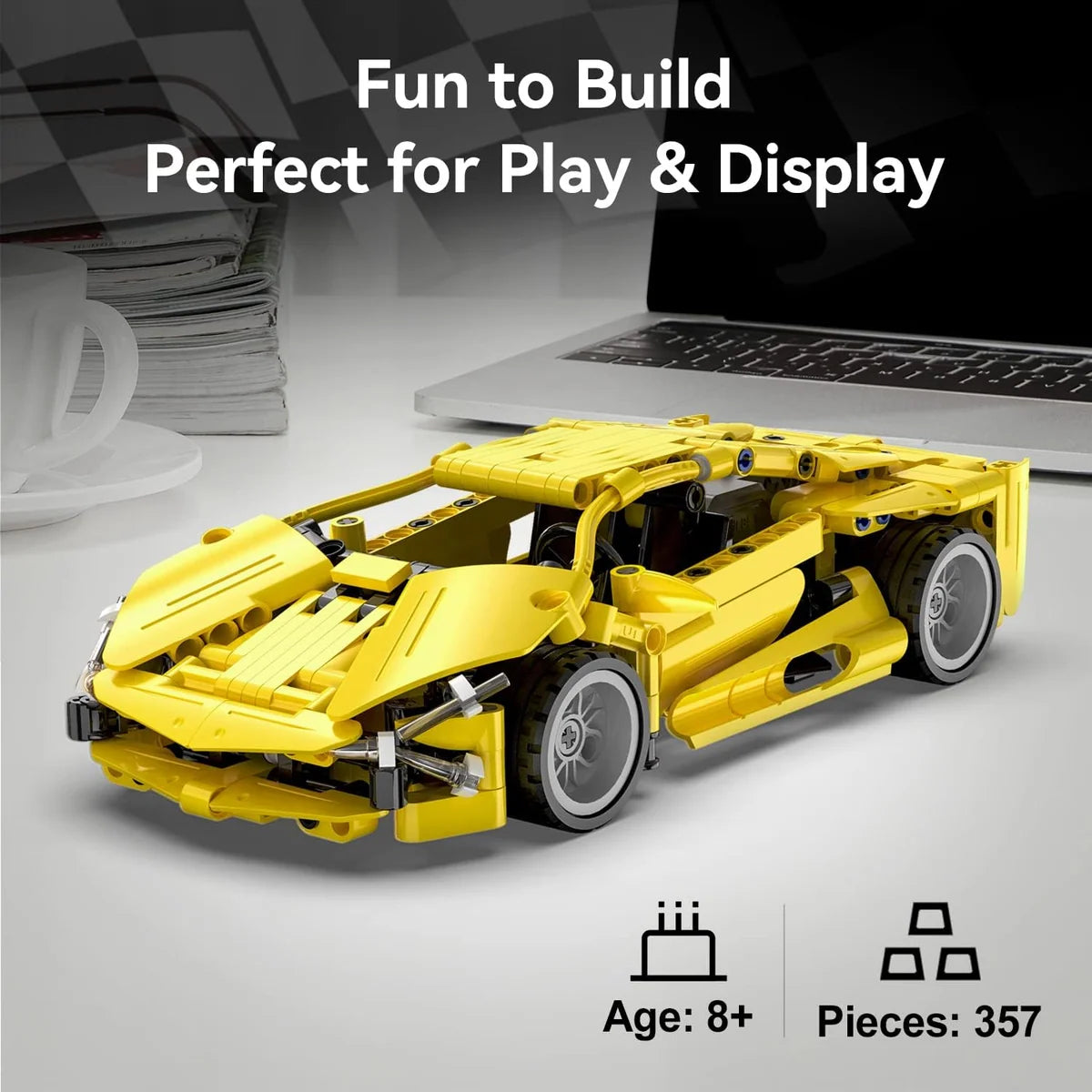 CaDA Pull Back Lightning Sports Car 357pc Construction Set 1:18