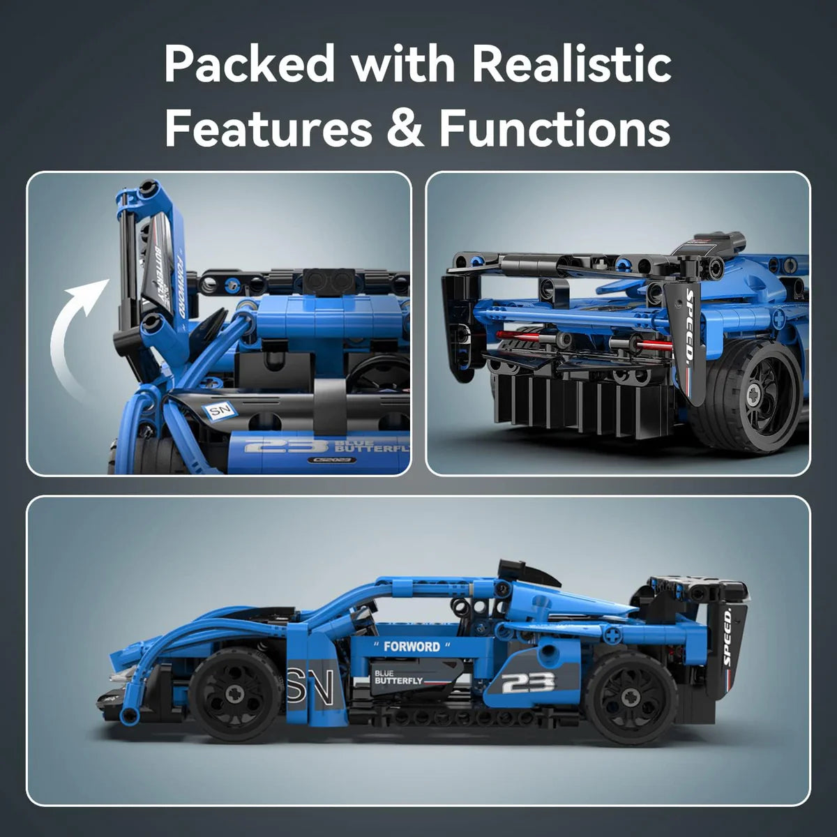 CaDa Shadow Sports Racing Car With Pull Back Function Construction Set 308pc