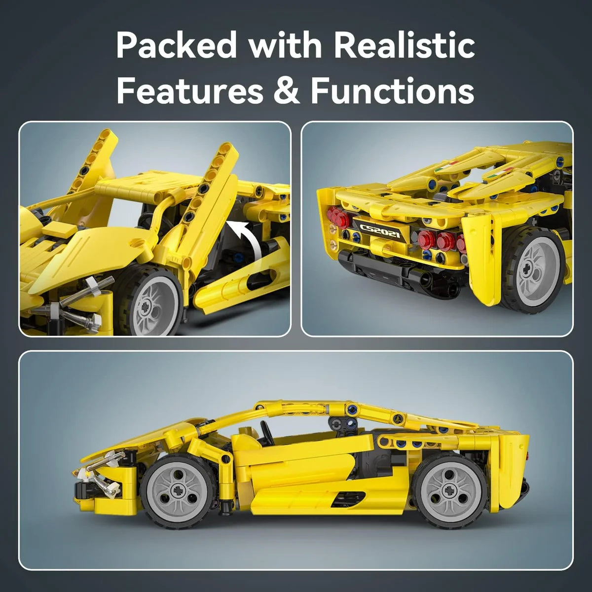 CaDA Pull Back Lightning Sports Car 357pc Construction Set 1:18