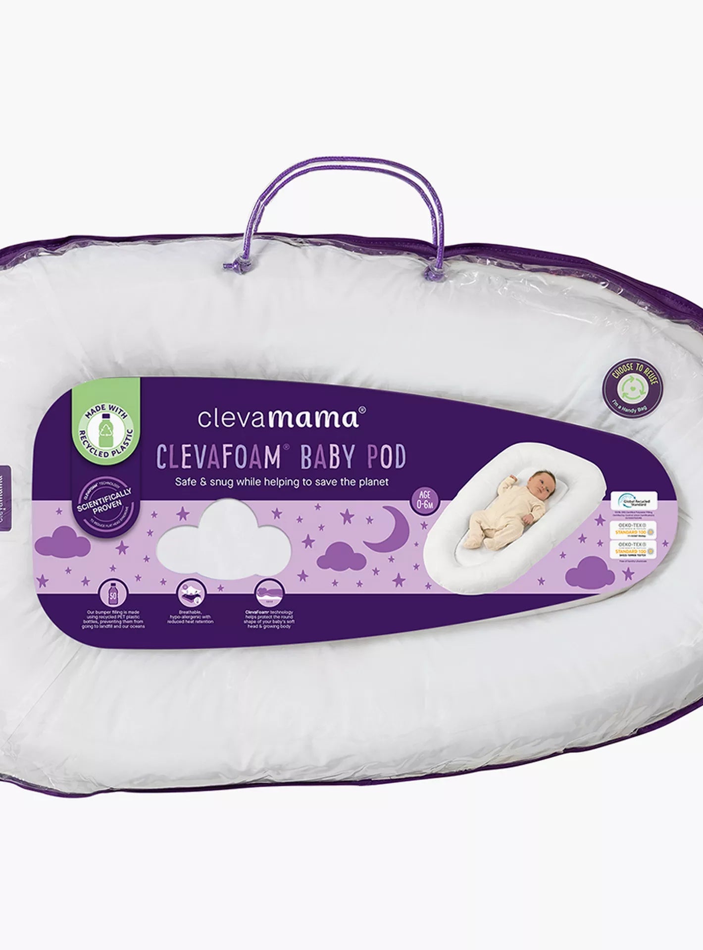 Clevamama Clevafoam Baby Pod 0-6 Months White