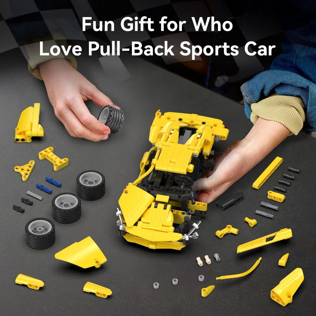 CaDA Pull Back Lightning Sports Car 357pc Construction Set 1:18