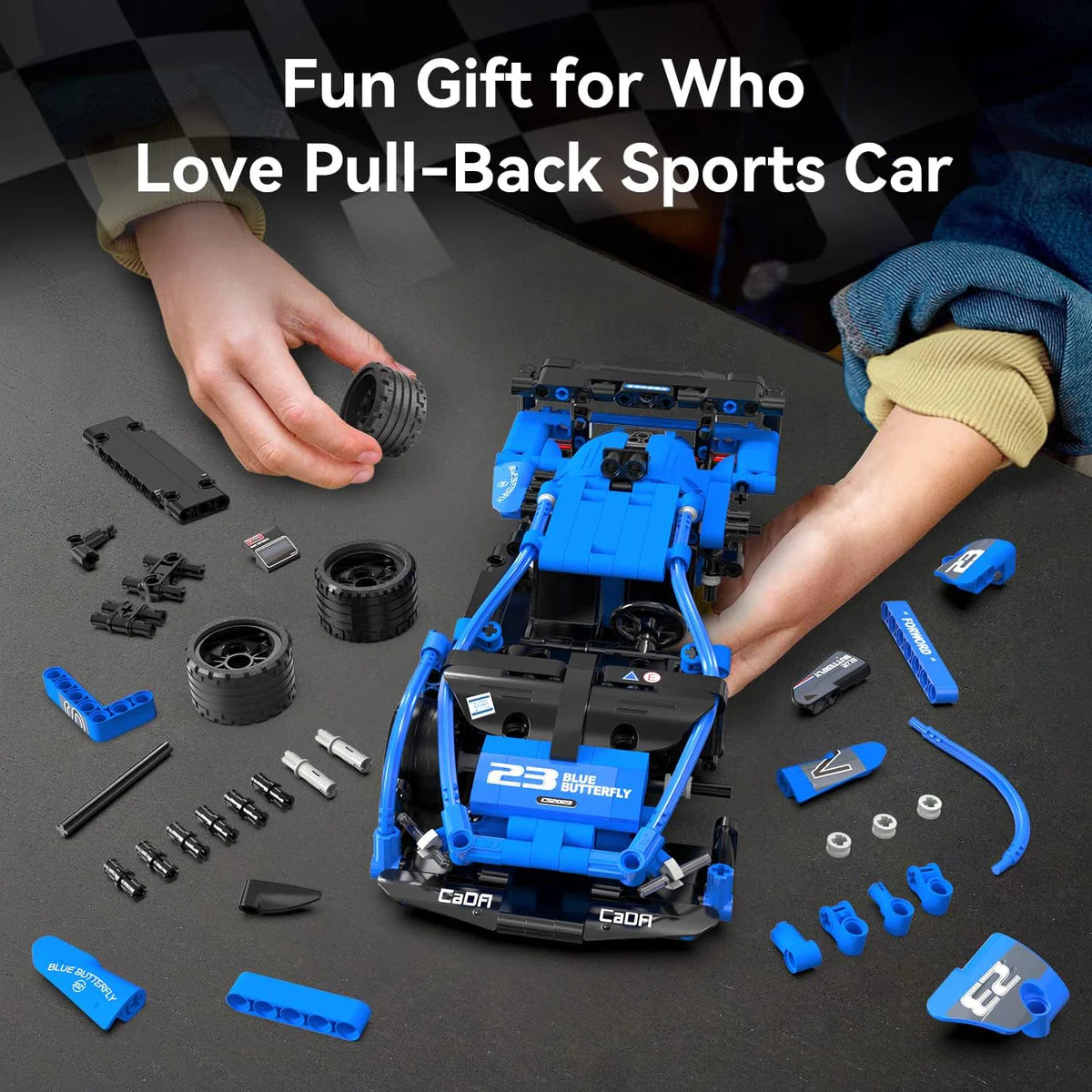 CaDa Shadow Sports Racing Car With Pull Back Function Construction Set 308pc