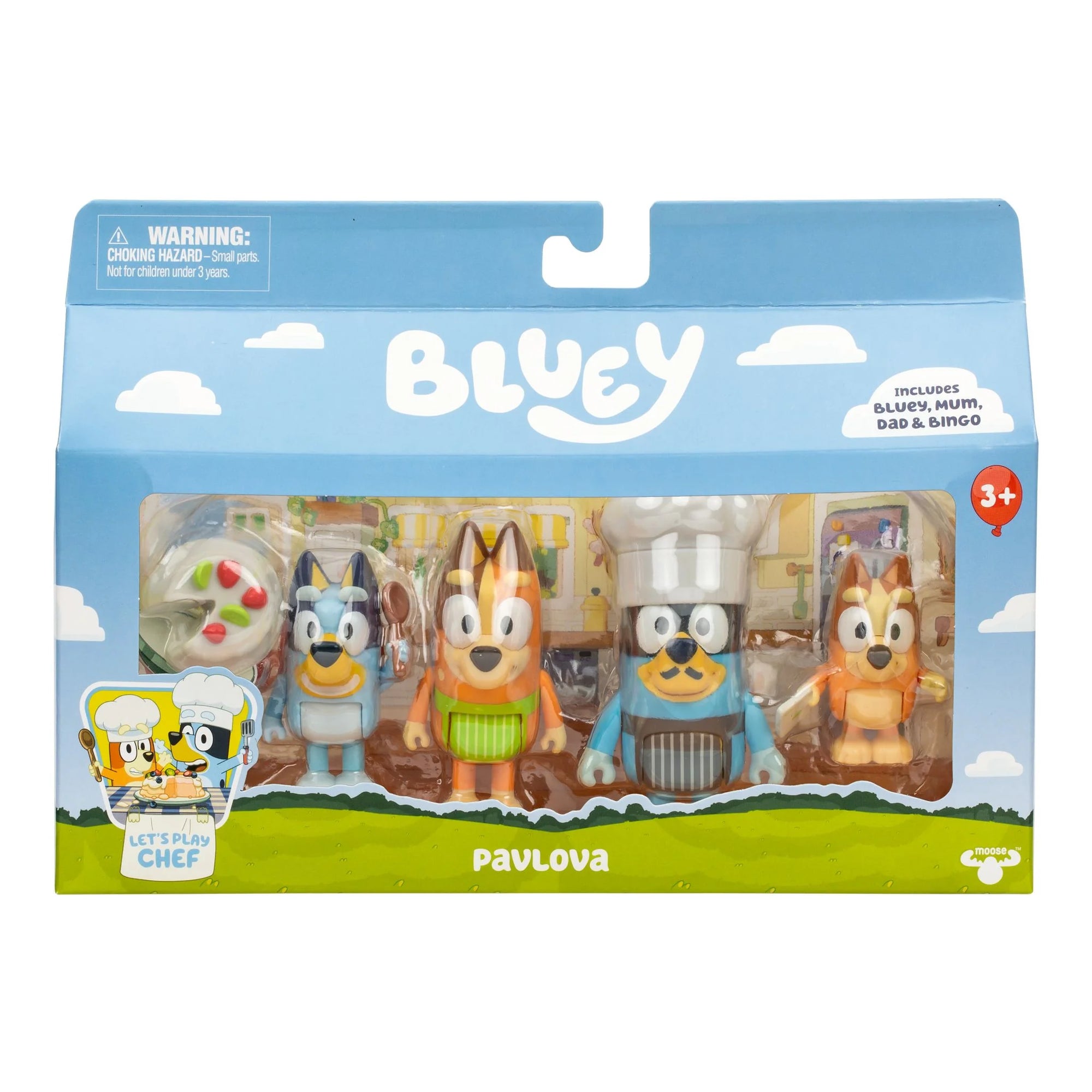 Bluey Pavlova 4 Figure Pack Bluey - Chilli - Bandit - Bingo