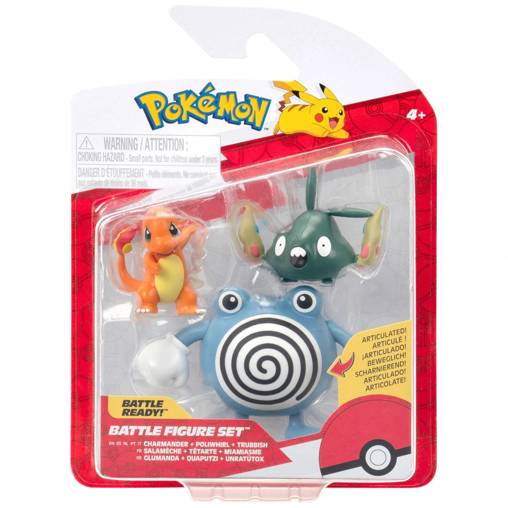 Pokemon Battle Figure 3 Pack Charmander / Poliwhirl  / Trubbish