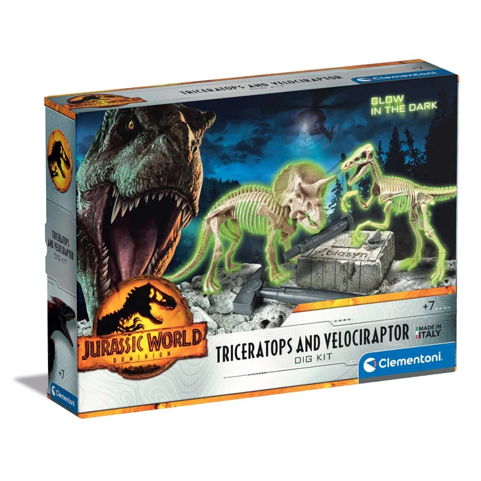 Jurassic World Glow In The Dark Dinosaur Dig Kit Triceratops And Velociraptor