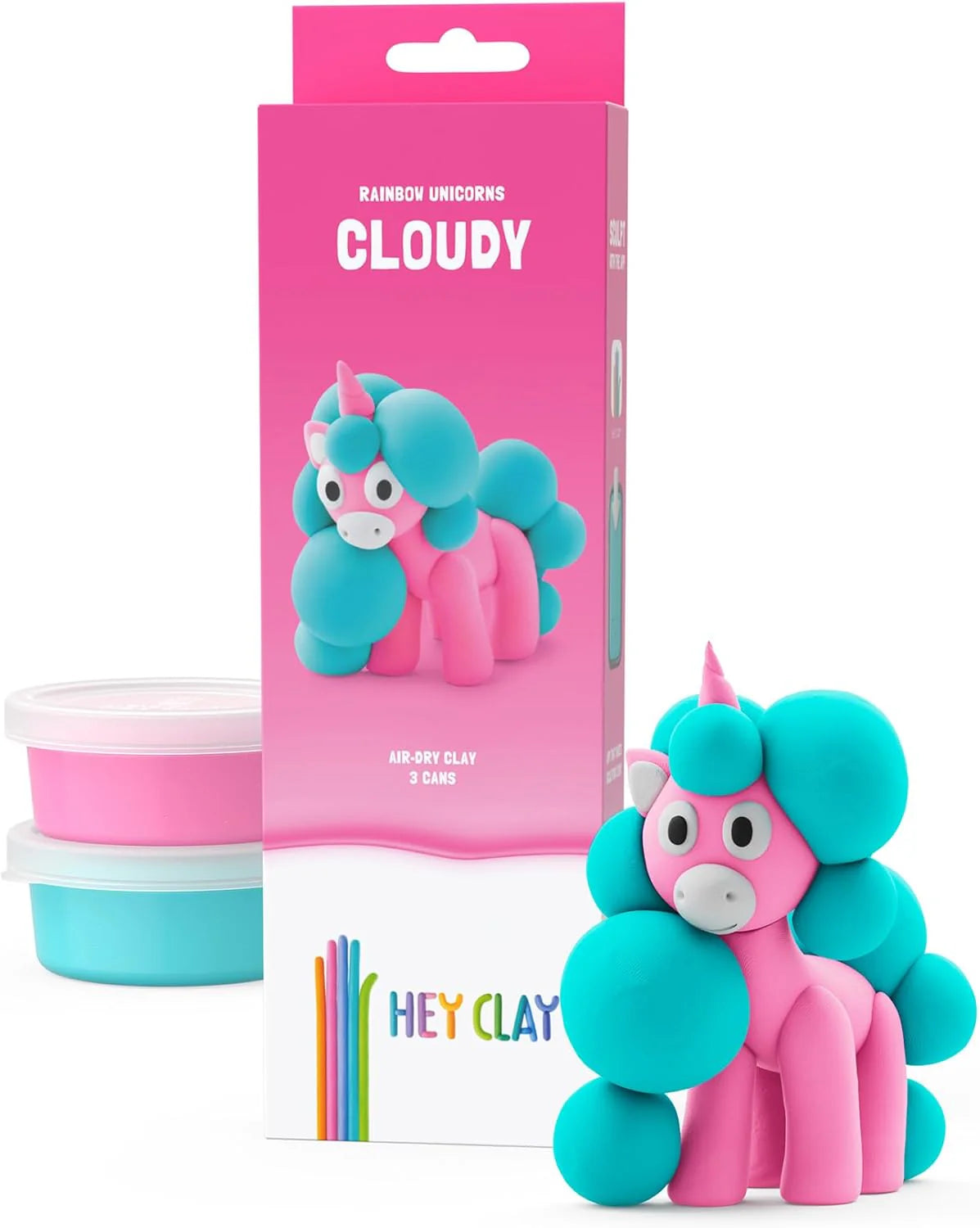 Hey Clay Sculpting Clay Rainbow Unicorns 3 Can Set Cloudy