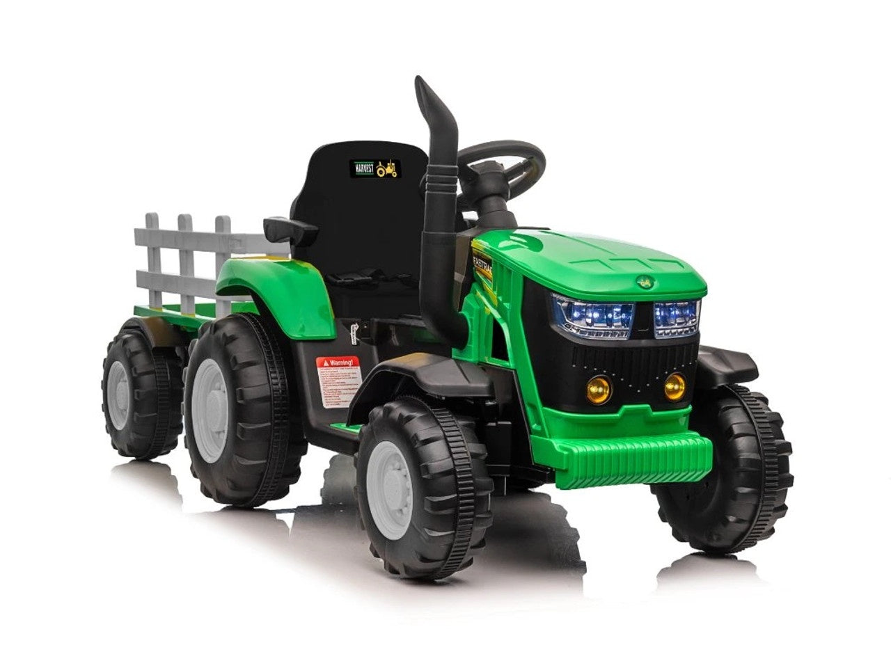 Kayto Turbo 12v Electric Ride On Tractor With Trailer Green