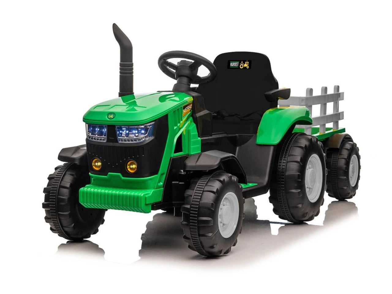 Kayto Turbo 12v Electric Ride On Tractor With Trailer Green