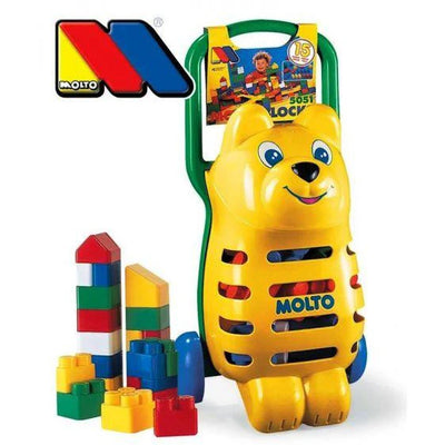 Molto Bear Blocks Trolley 15pc Building Blocks Playset