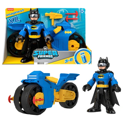 Batman Imaginext DC Super Friends Batcycle And XL Batman