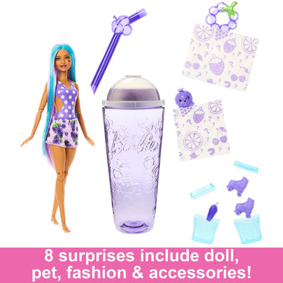 Barbie Pop Reveal Fruit Series Grape Fizz Scented Doll And Accessories