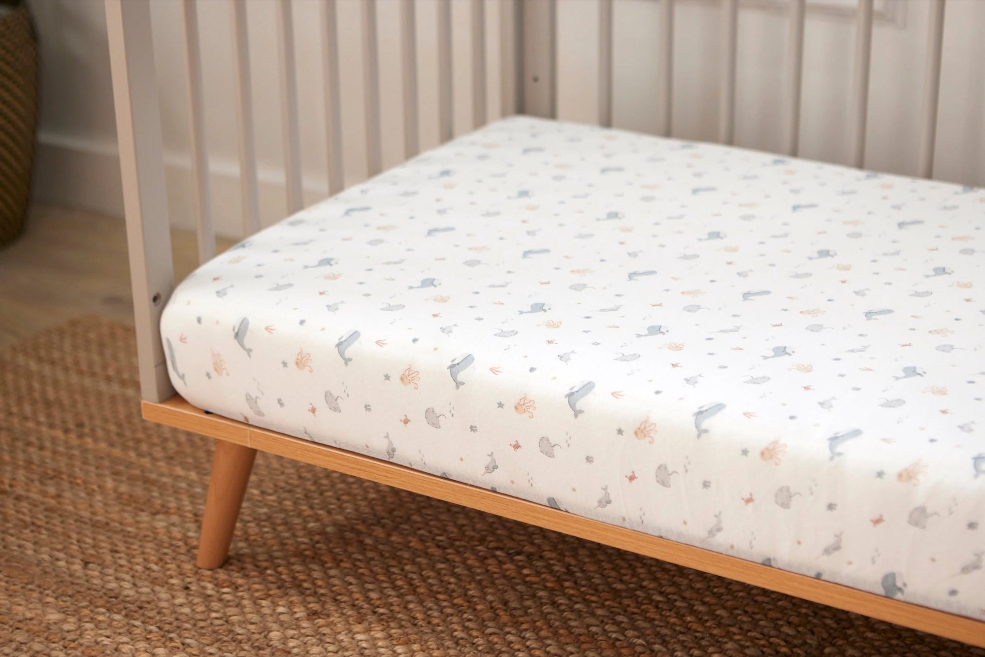 Baby Elegance Jersey 2 x Fitted Crib Sheets 95cm x 45cm Under The Sea Collection