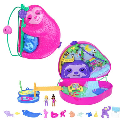 Polly Pocket Sloth Family 2 In 1 Purse Compact Playset