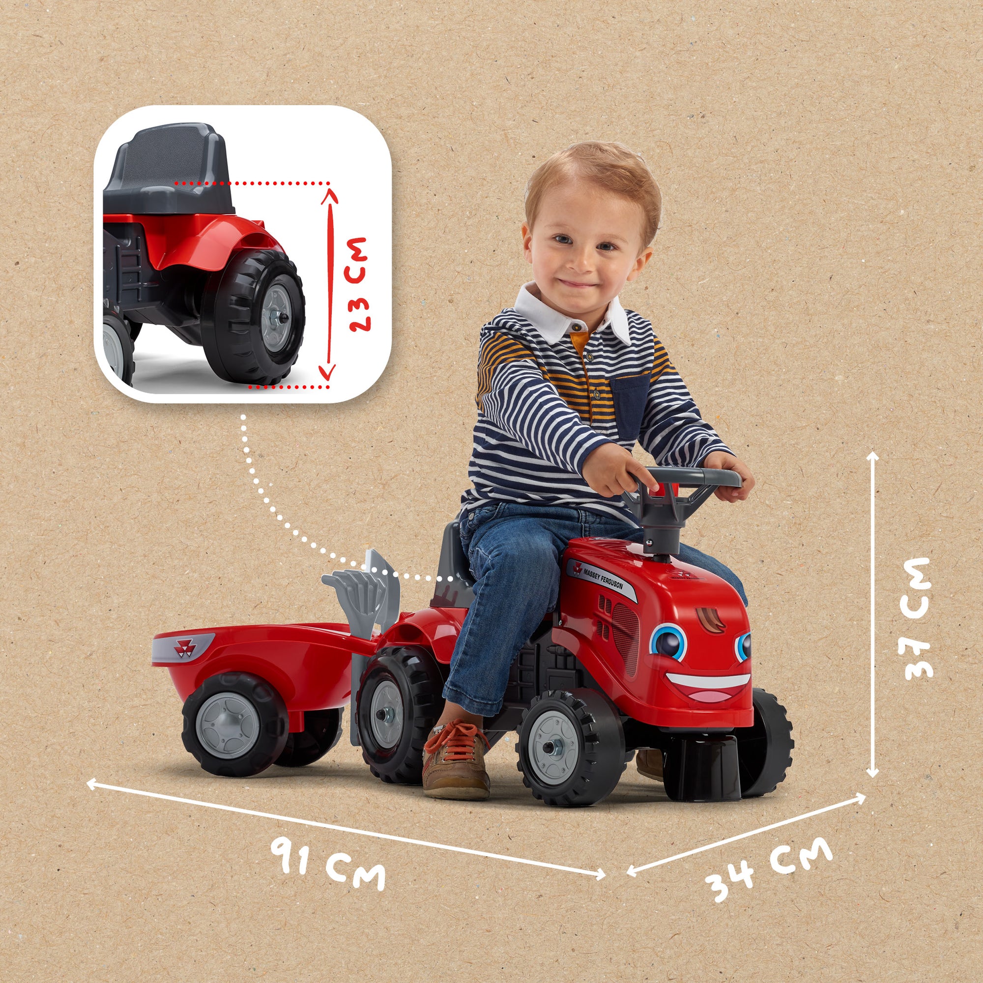 Massey Ferguson Baby Massey Fergie Ride On Tractor And Trailer