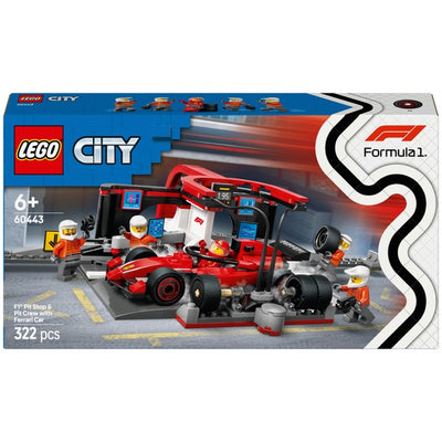 Lego City 60443 F1 Pit Stop And Pit Crew With Ferrari Crew