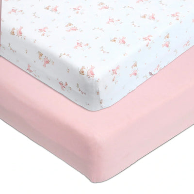 Baby Elegance Little Ducks Collection 2pk Cot Jersey Fitted Sheets 60cm x 120cm