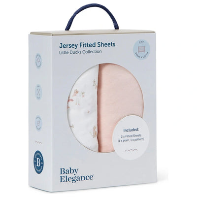 Baby Elegance Little Ducks Collection 2pk Cot Jersey Fitted Sheets 60cm x 120cm