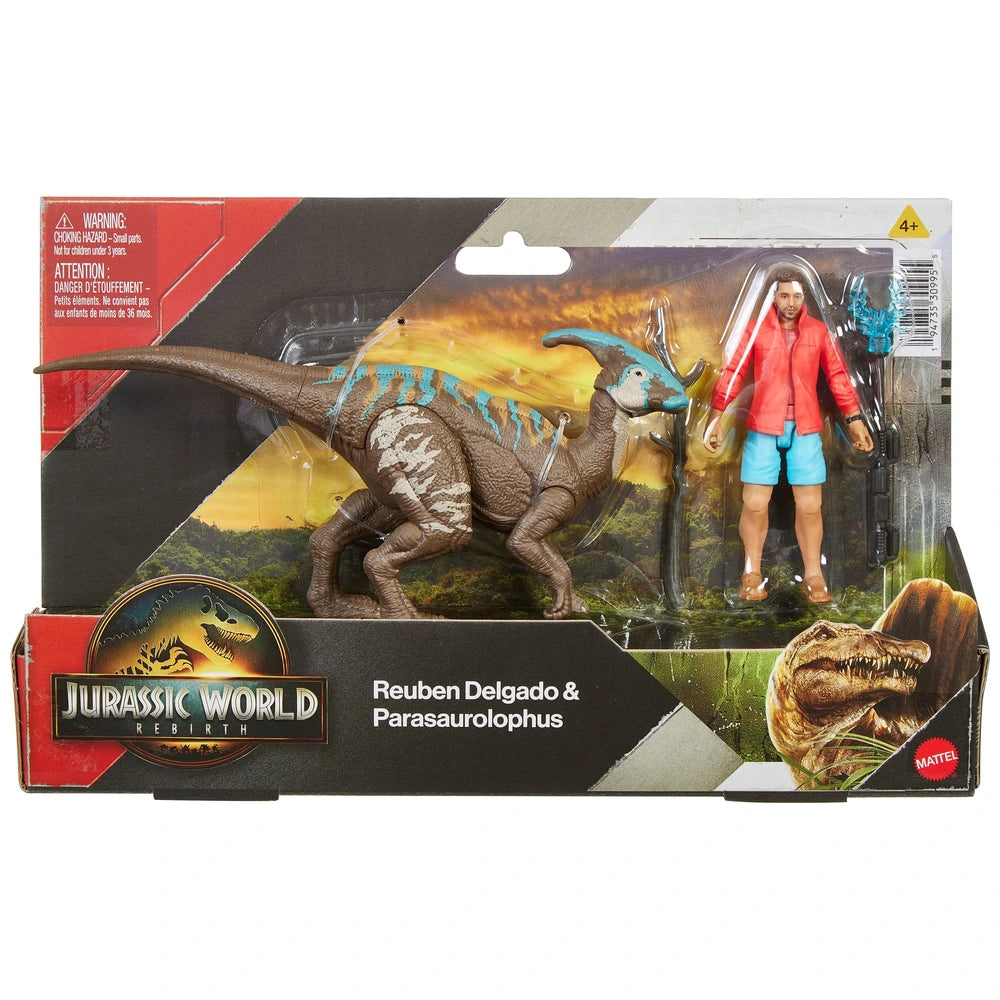 Jurassic World Parasaurolophus Dinosaur With Reuben Delgado Figure