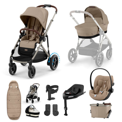 Cybex e Gazelle S 10 Piece Bundle With Cloud G Car Seat And Isofix Base Almond