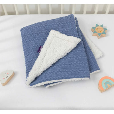Clevamama Luxe Sherpa Baby Blanket 75cm x 100cm Blue