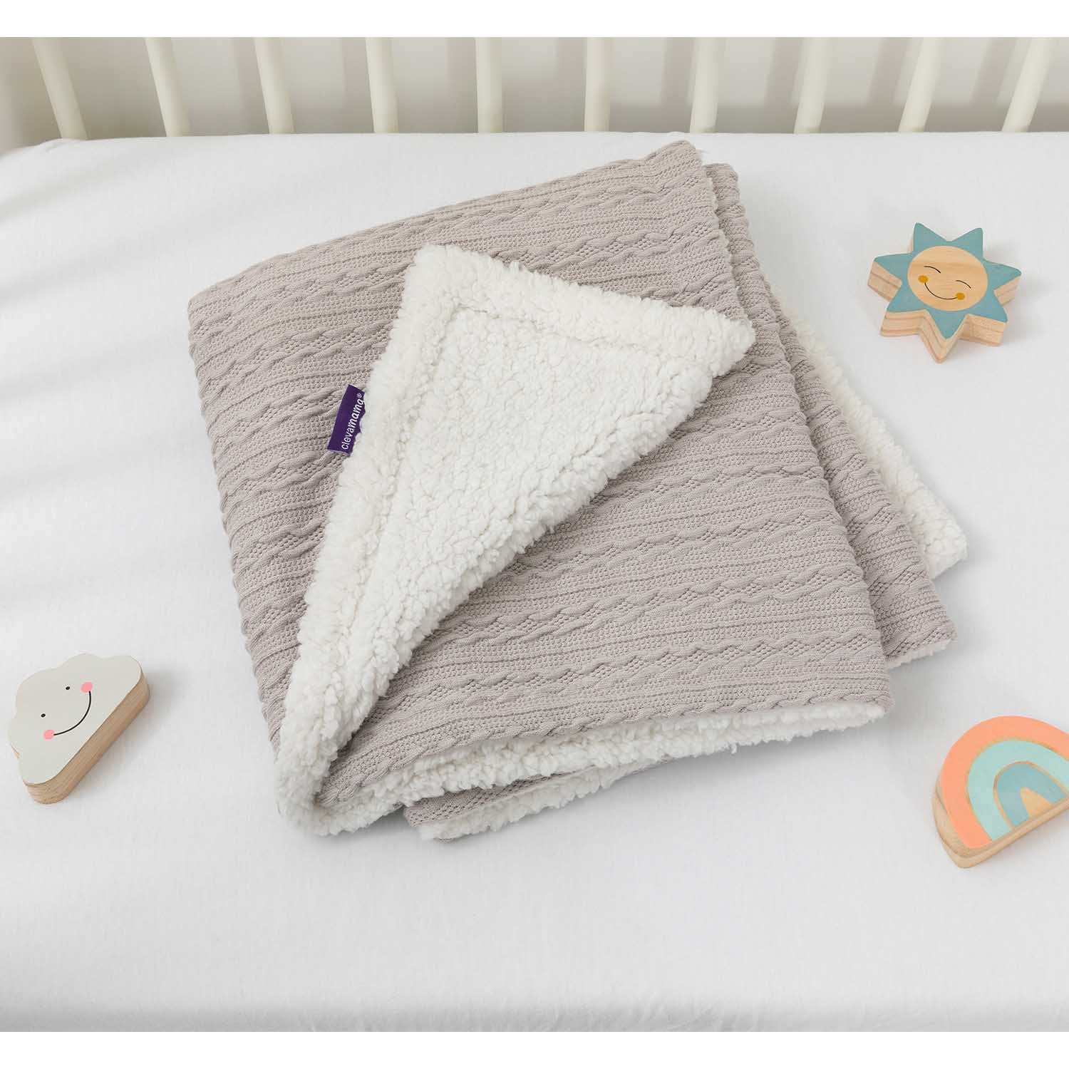 Clevamama Luxe Sherpa Baby Blanket 75cm x 100cm Grey