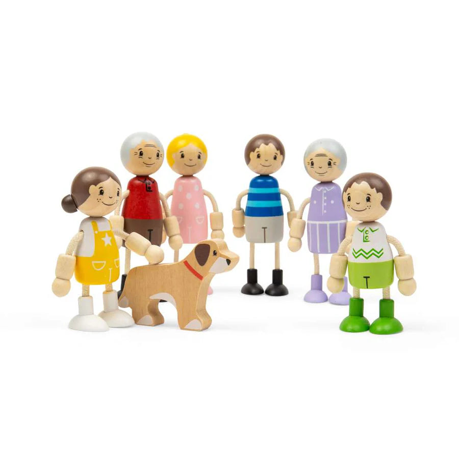 Big Jigs Generational Wooden Family Doll 7 Piece Set
