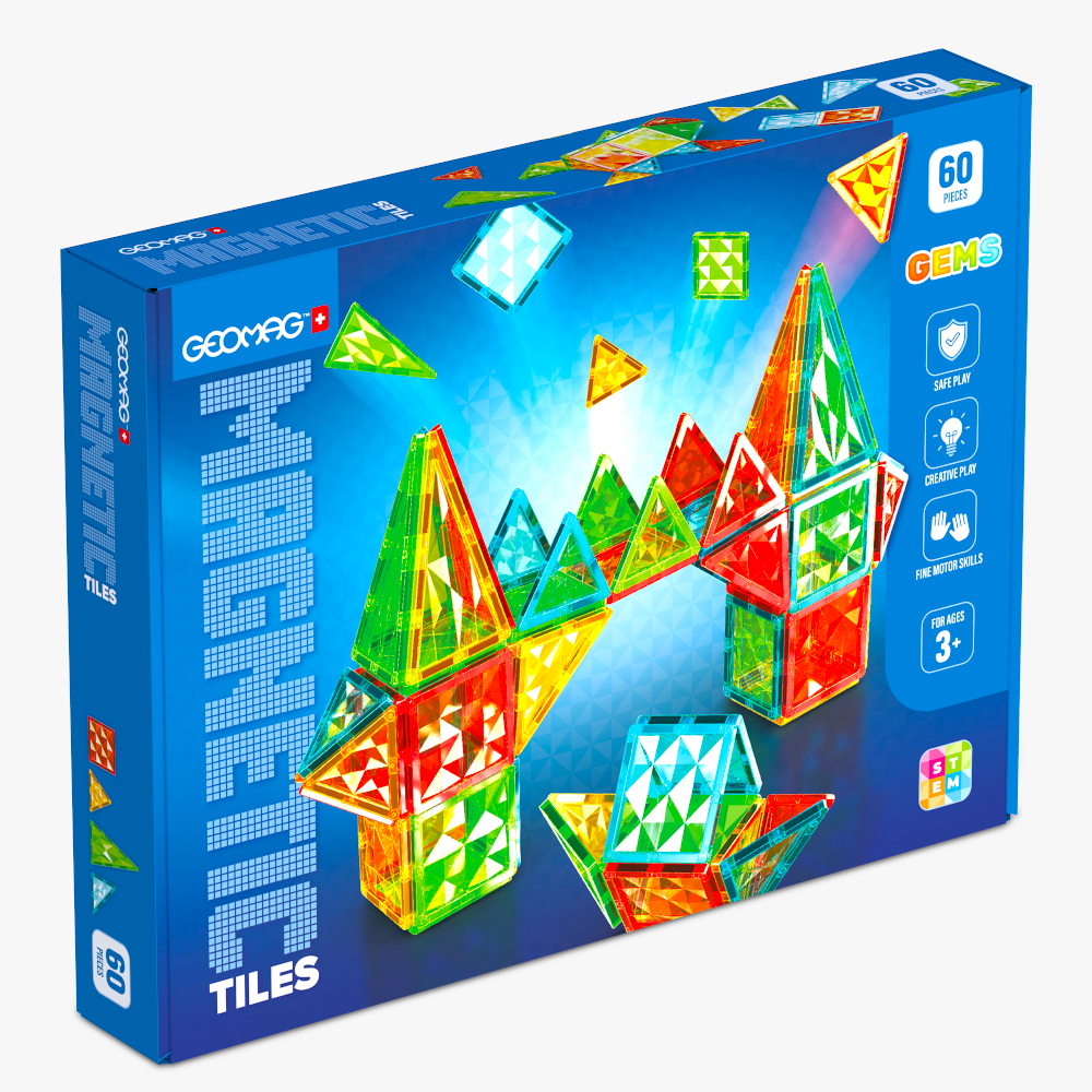 GEOMAG Magnetic Tiles Gems 60pc Set