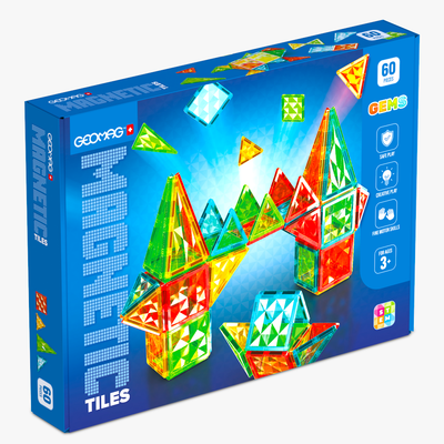 GEOMAG Magnetic Tiles Gems 60pc Set