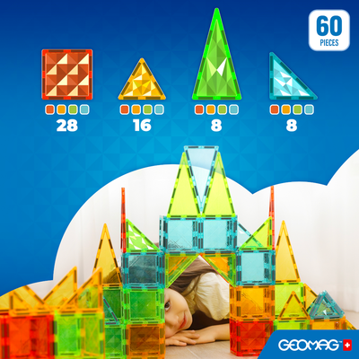 GEOMAG Magnetic Tiles Gems 60pc Set