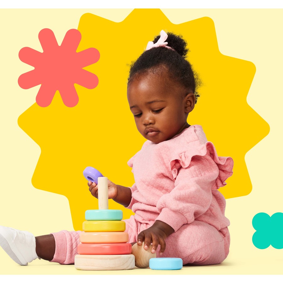 First Learning Rainbow Wooden Stacking Rings