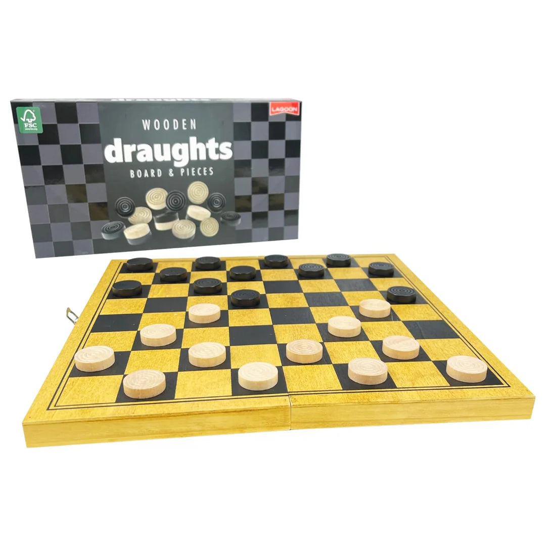 Draughts Game With Wooden Board