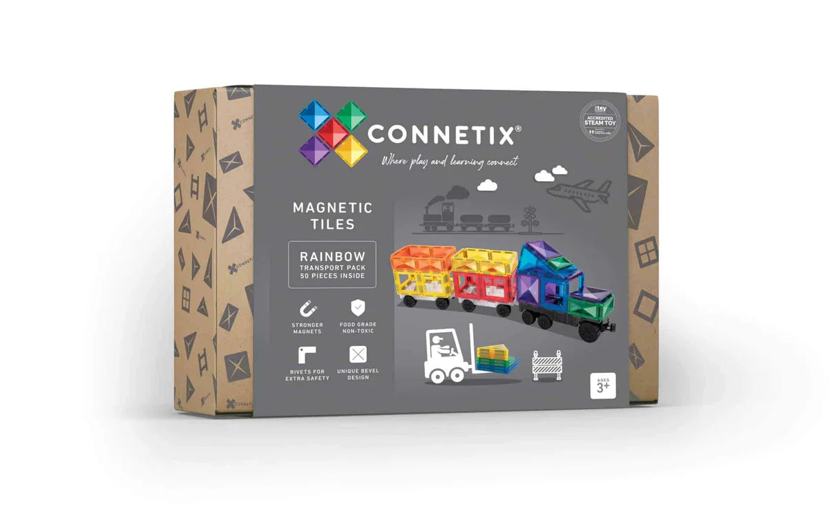 Connetix Magnetic Tiles Rainbow Transport Pack 50pc