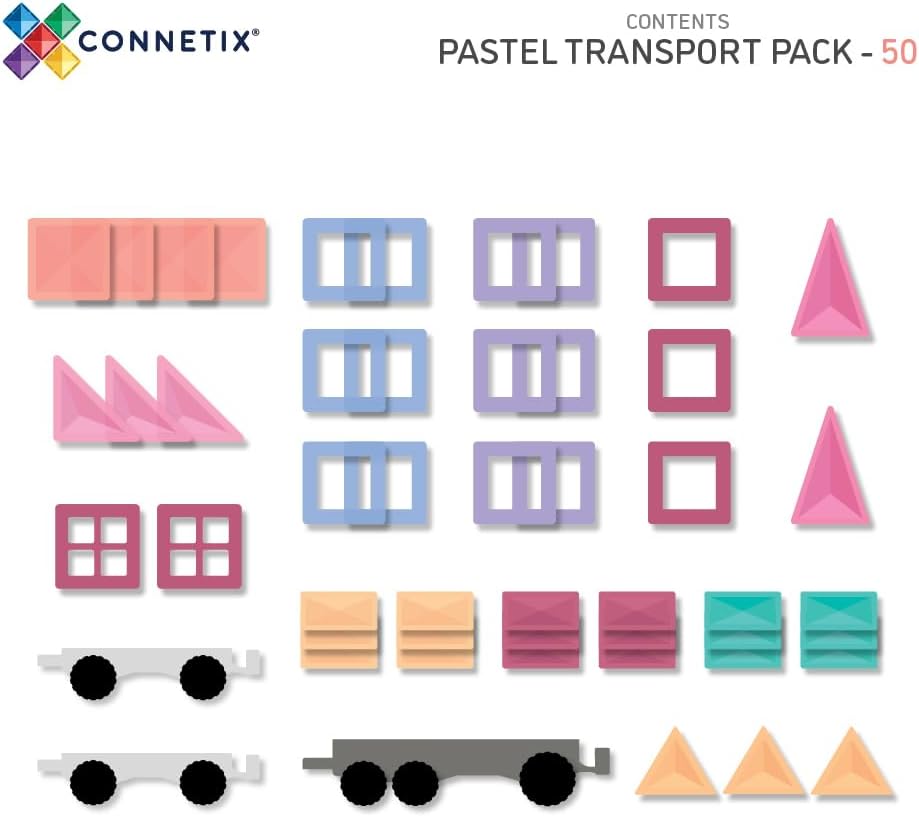 Connetix Magnetic Tiles Pastel Transport Pack 50pc