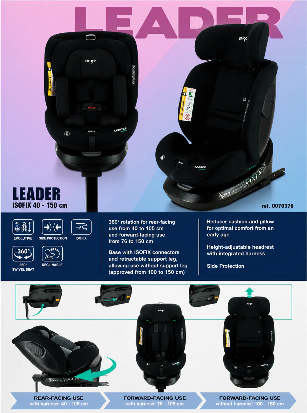 Migo Leader 360 Car Seat 40cm -150cm