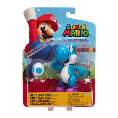 Super Mario 4" Figure Light Blue Yoshi With Egg