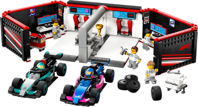 Lego City 60444 F1 Garage And AMG Mercedes And Alpine Cars