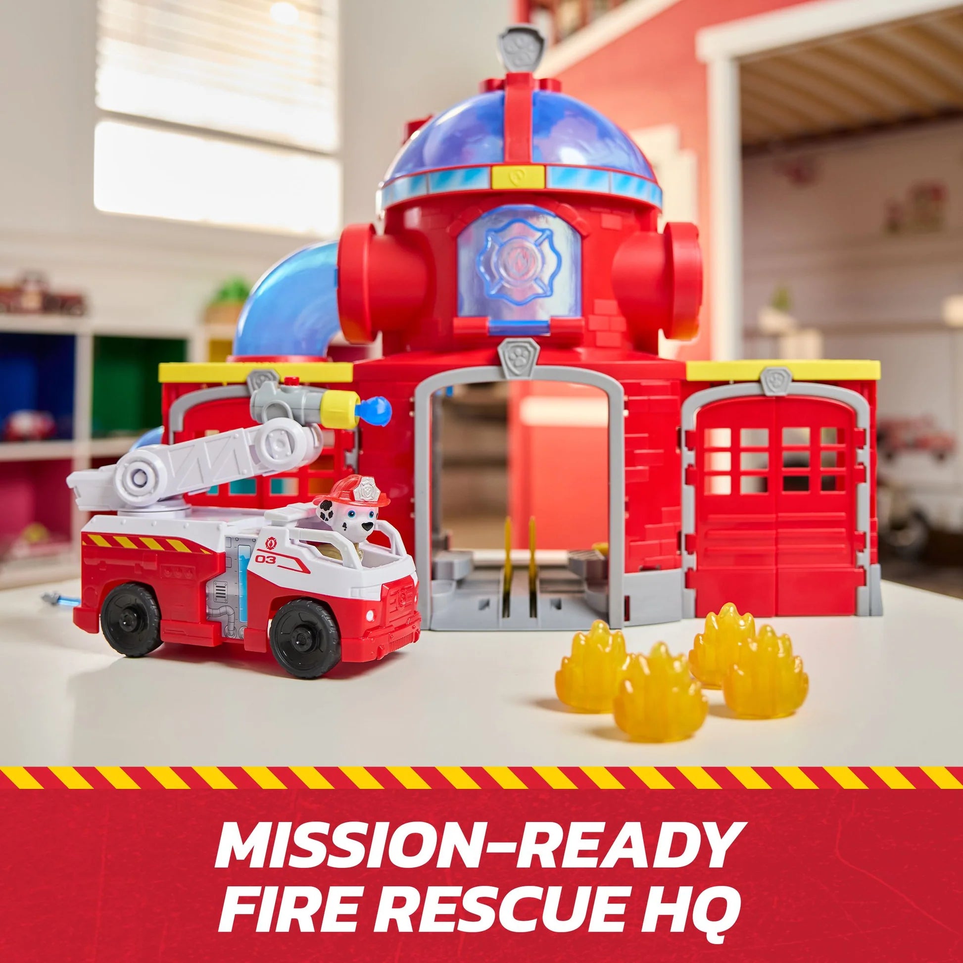 Paw Patrol Fire Rescue Command Fire Station With Marshall Figure
