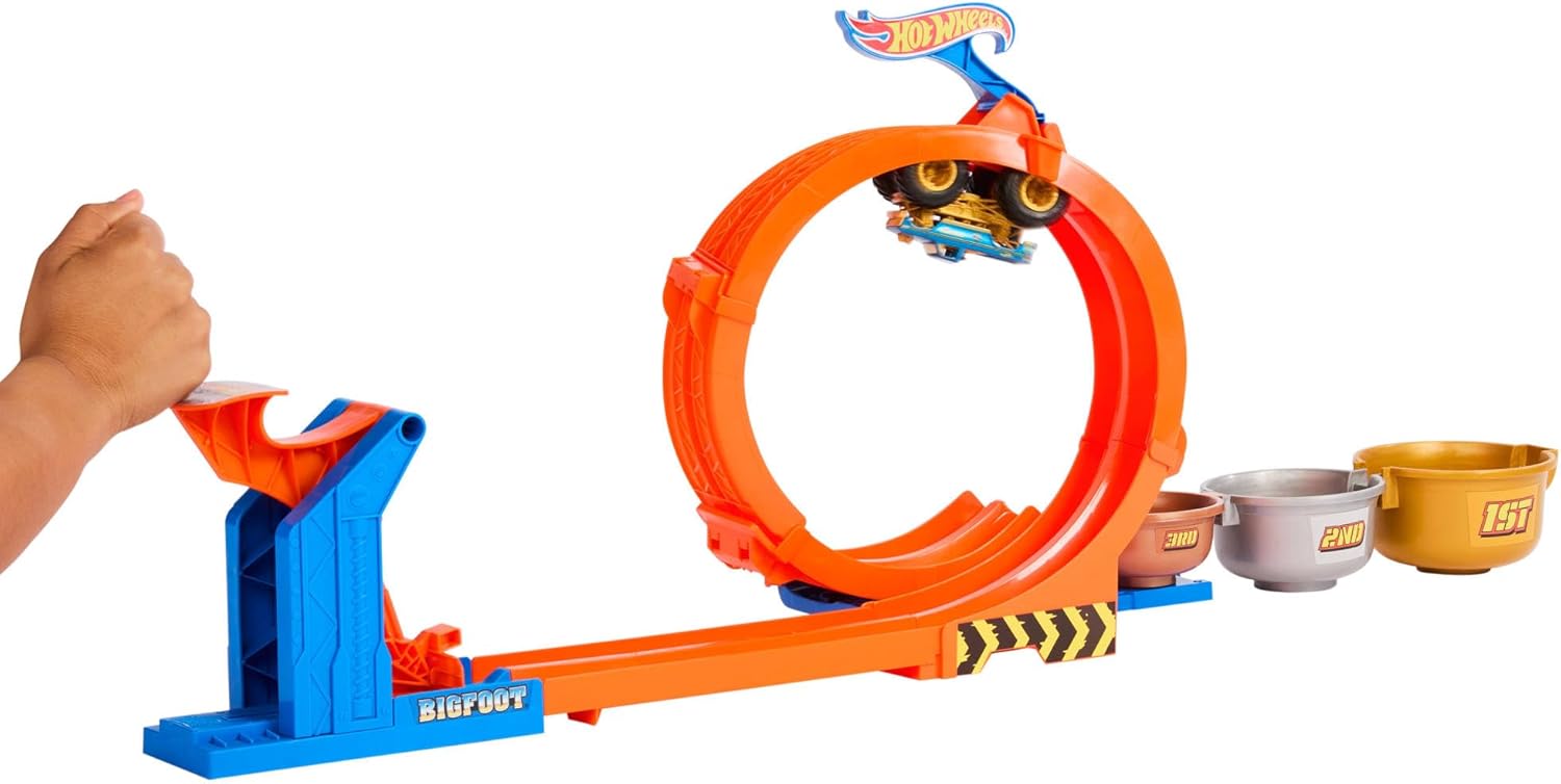Hot Wheels Monster Trucks Loop And Flip Trophy Challenge Playset