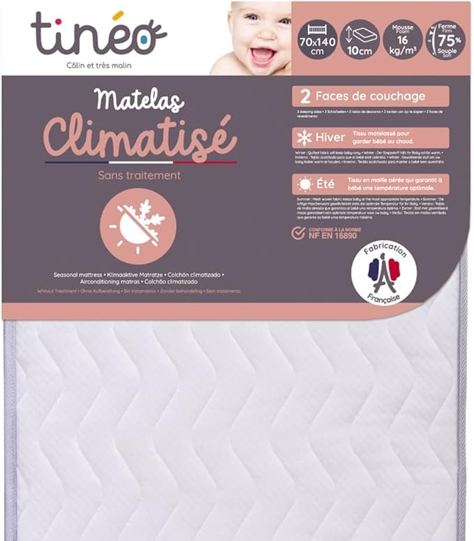 Tineo Climatise 70 x 140 x 10cm Air Conditioned Cot Bed Mattress