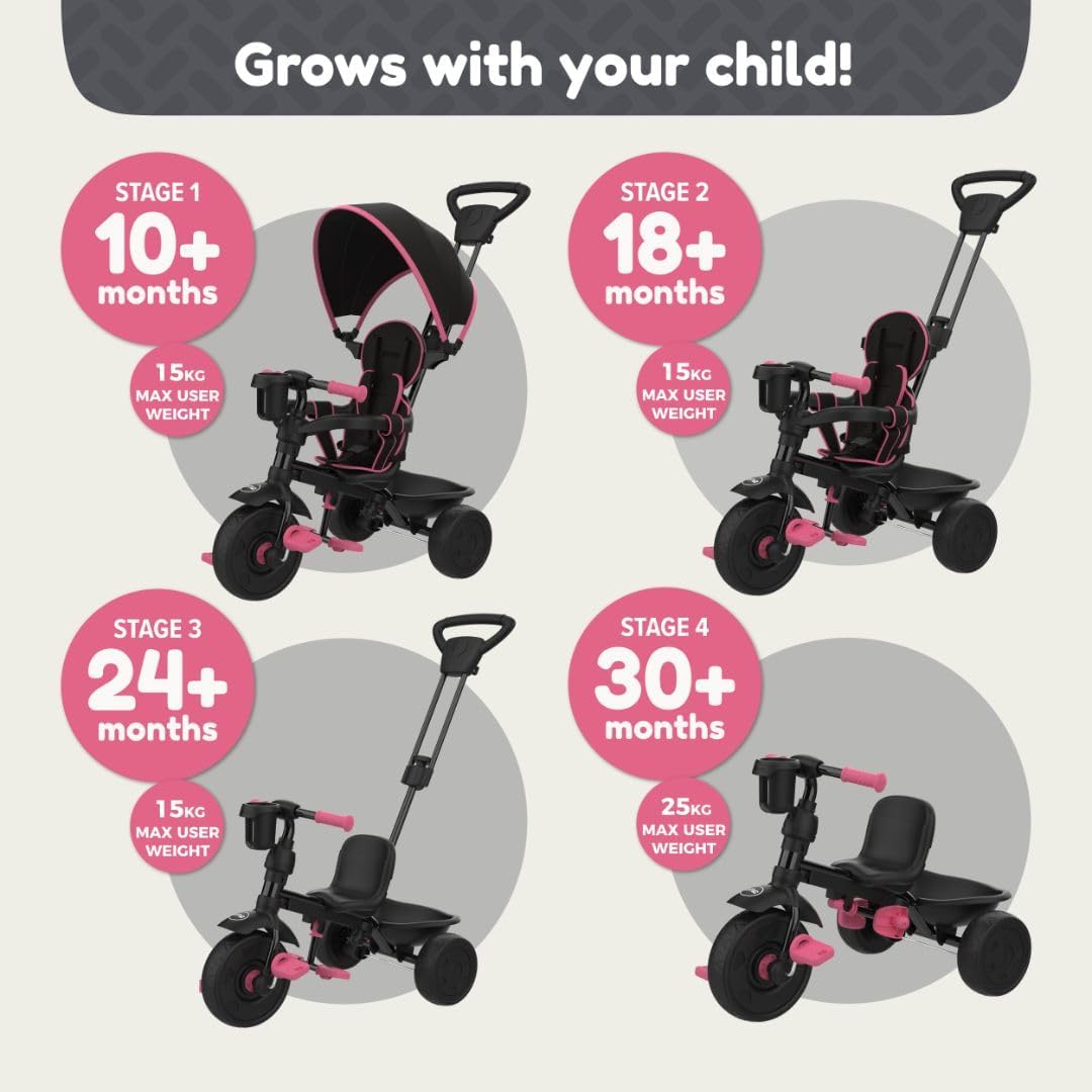 Zoomee Deluxe 4 In 1 Trike Pink Dusk
