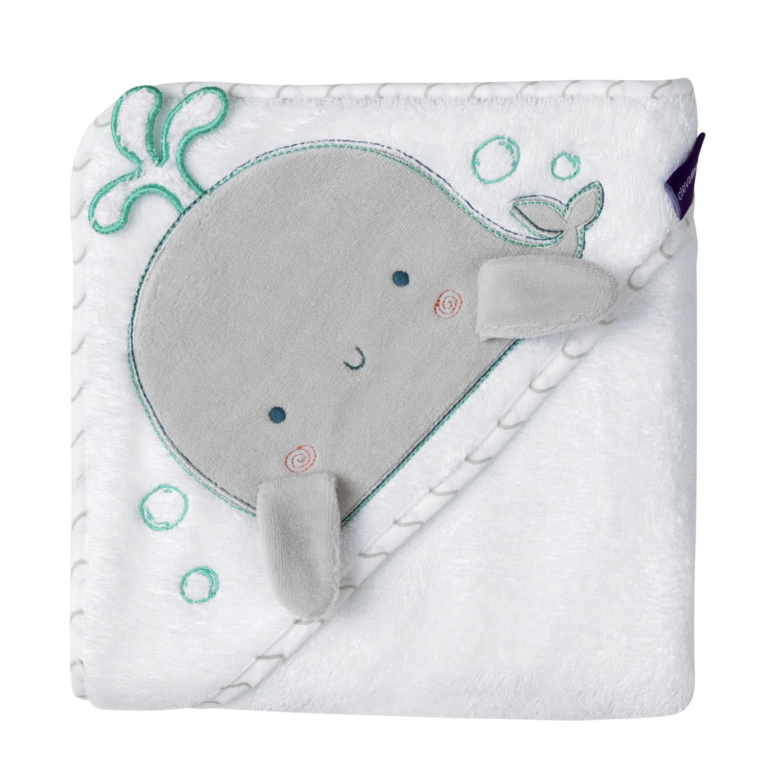 Clevamama Bamboo Apron Baby Bath Towel 0-4 Years White / Grey