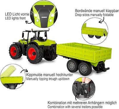Claas Arion 660 Remote Control Tractor And Trailer 1:24